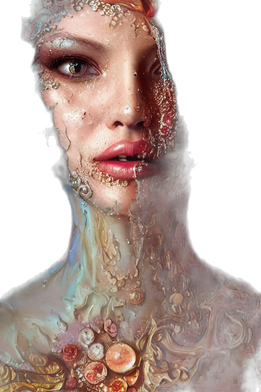 face, mask, hair, jewelry, photorealistic, concept art, 3d render, fantasy art transparent PNG cut-out