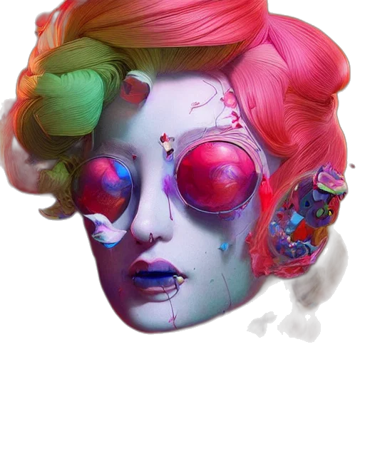 mask, face, crown, hat, concept art, vaporwave, fantasy art, cyberpunk transparent PNG cut-out