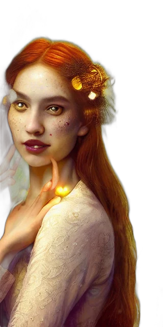 jewelry, face, fantasy art, photorealistic, concept art, oil painting, golden, young transparent PNG cut-out