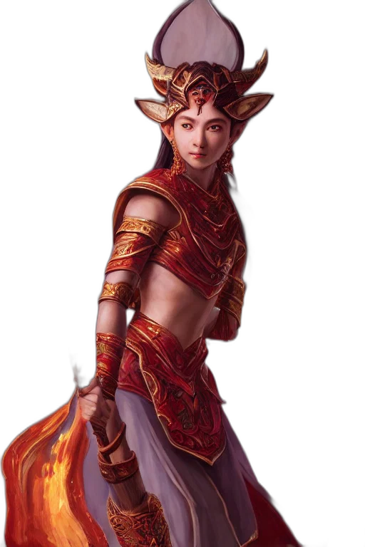staff, dragon, dress, fantasy art transparent PNG cut-out