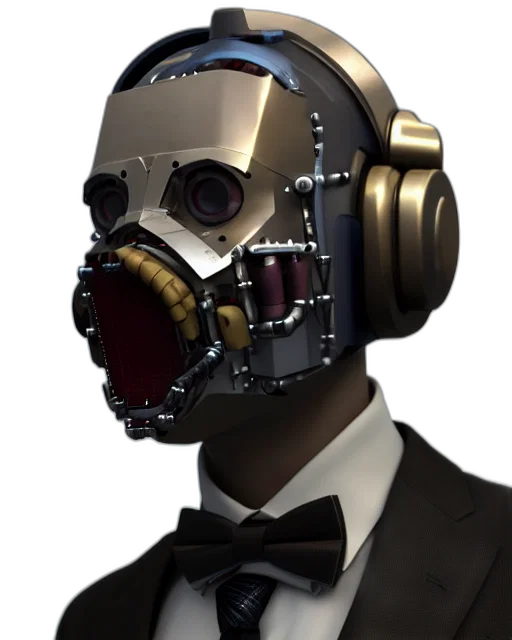 mask, robot, face, weapon, concept art, cyberpunk, 3d render, pixel art transparent PNG cut-out