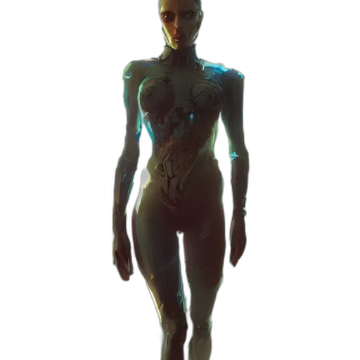 robot, dress, creature, staff transparent PNG cut-out