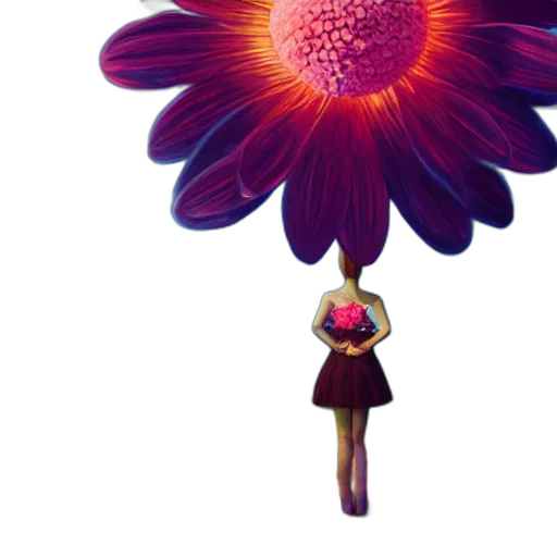flower, crown, dress, jewelry, 3d render, concept art, photorealistic, fantasy art transparent PNG cut-out