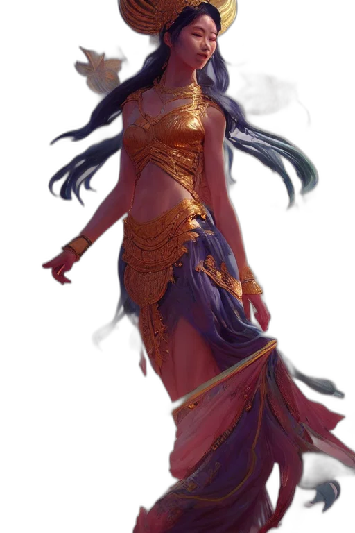 dress, sword, staff, dragon, fantasy art, concept art, watercolor, comic book art transparent PNG cut-out
