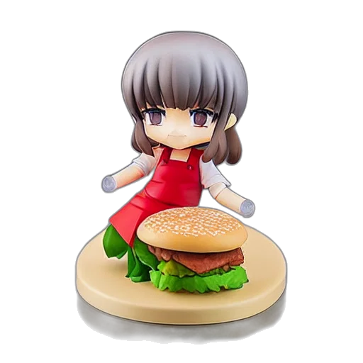 food, 3d render, pixel art, photorealistic, concept art, hamburger, nendoroid, figurine transparent PNG cut-out