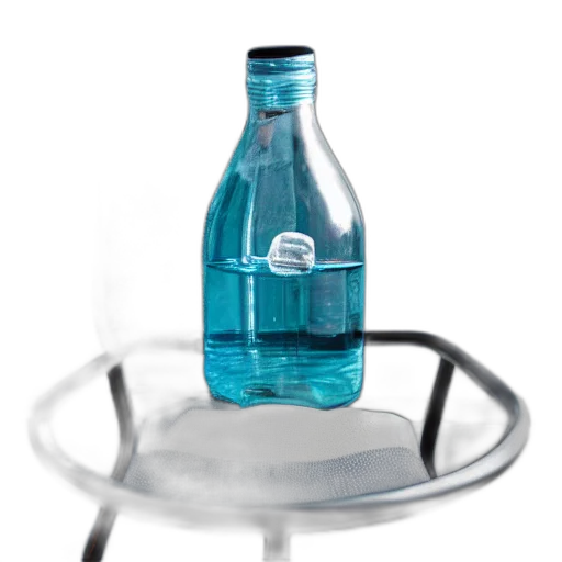 bottle, furniture, food, jewelry, 3d render, photorealistic, concept art, blue transparent PNG cut-out