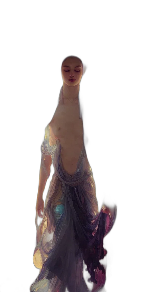 dress, creature, robot, staff transparent PNG cut-out