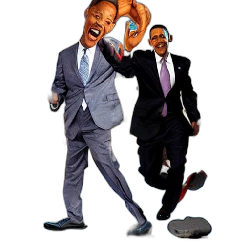 shoes, mask, concept art, photorealistic, cartoon, will, smith, hitting transparent PNG cut-out