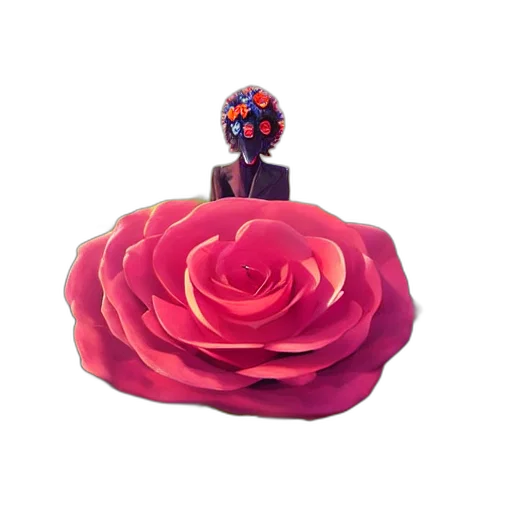 crown, flower, jewelry, mask, 3d render, concept art, red, portrait transparent PNG cut-out