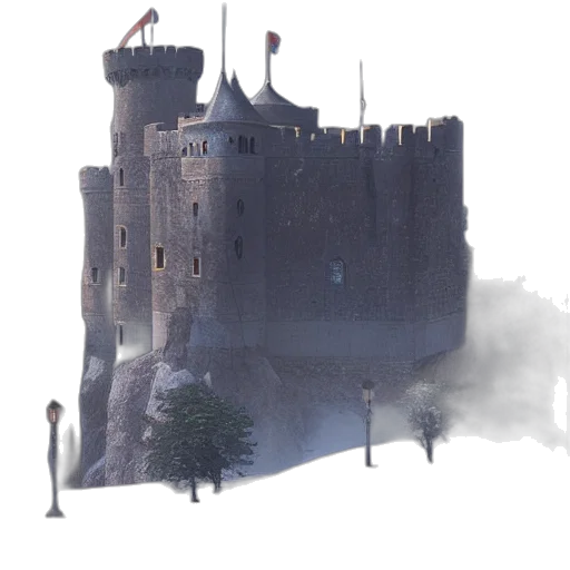 dragon, crown, building, sword, concept art, fantasy art, photorealistic, 3d render transparent PNG cut-out