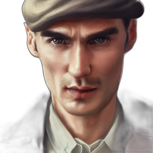 hat, face, photorealistic, oil painting transparent PNG cut-out