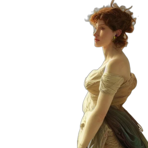 dress, face, photorealistic, oil painting transparent PNG cut-out