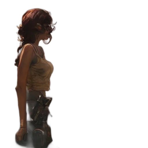 dress, robot, staff, weapon, 3d render, concept art, photorealistic, pixel art transparent PNG cut-out