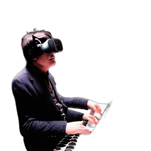 robot, hat, mask, cyberpunk, concept art, 3d render, beethoven, composing transparent PNG cut-out