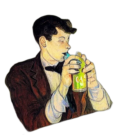 bottle, jacket, watercolor, pixel art, cartoon, photorealistic, neon lights, young transparent PNG cut-out