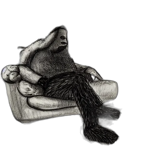 hair, creature, animal, furniture, pencil sketch, photorealistic, concept art, cartoon transparent PNG cut-out