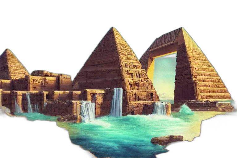 building, jewelry, concept art, photorealistic, 3d render, vaporwave, underwater, sunset transparent PNG cut-out