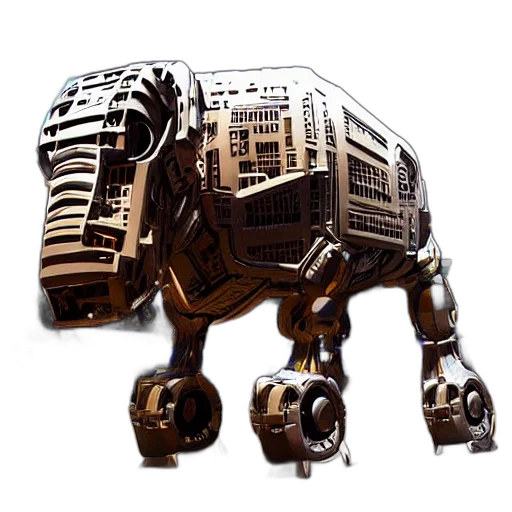 robot, animal, creature, concept art, 3d render, cyberpunk, pixel art, giant transparent PNG cut-out