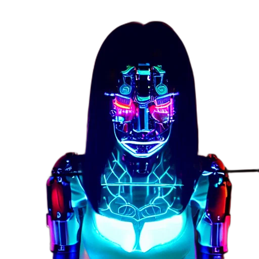 robot, cyberpunk, concept art, 3d render, vaporwave, neon lights, neon, beautiful transparent PNG cut-out