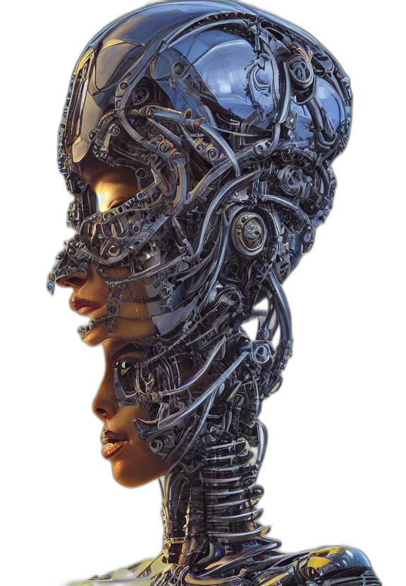 robot, mask, face, crown, cyberpunk, concept art, comic book art, 3d render transparent PNG cut-out
