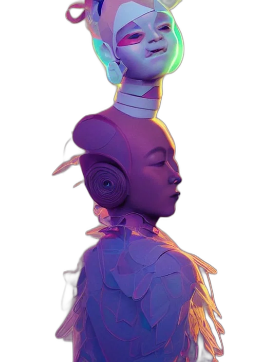 robot, crown, staff, creature, concept art, fantasy art, cyberpunk, pixel art transparent PNG cut-out