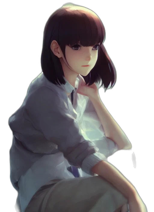 face, jacket, dress, robot, anime, concept art, watercolor, photorealistic transparent PNG cut-out