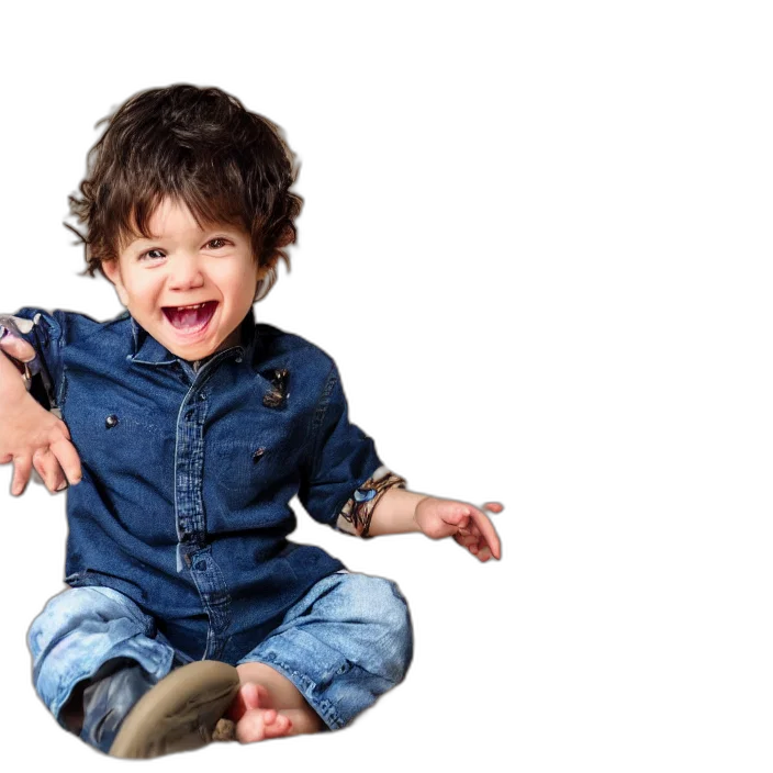 photorealistic, portrait, naughty, toddler, good, smiling, threateningly transparent PNG cut-out
