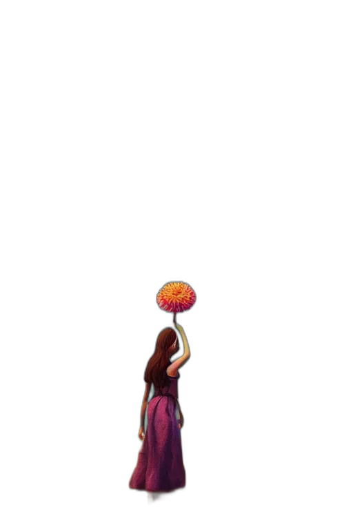 dress, umbrella, staff, crown, pixel art, concept art, fantasy art, 3d render transparent PNG cut-out