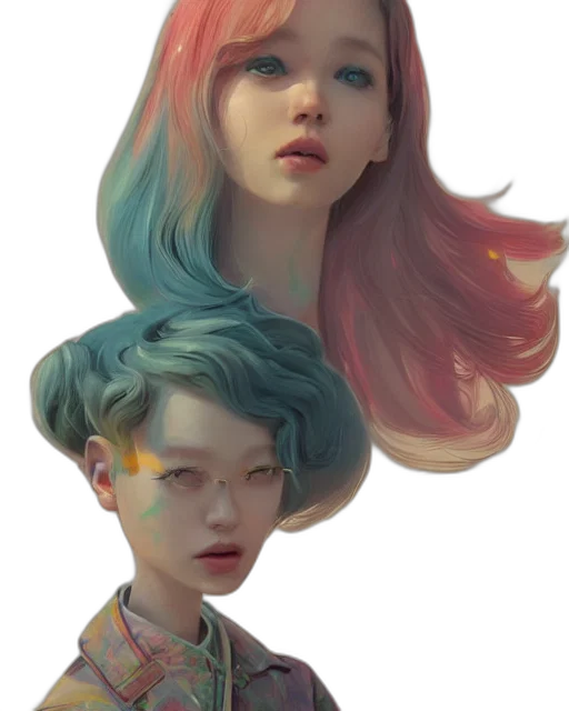 crown, hair, face, concept art, fantasy art, photorealistic, watercolor, outer space transparent PNG cut-out