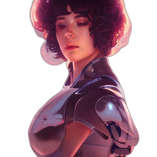 robot, dress, face, jacket, cyberpunk, concept art, comic book art, fantasy art transparent PNG cut-out