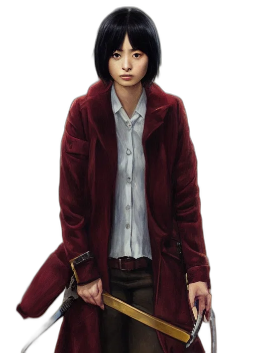 jacket, staff, weapon, face, concept art, photorealistic, comic book art, fantasy art transparent PNG cut-out