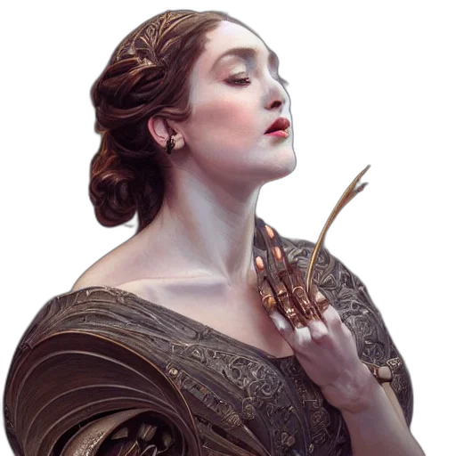 jewelry, crown, dress, staff, fantasy art, photorealistic, concept art, oil painting transparent PNG cut-out