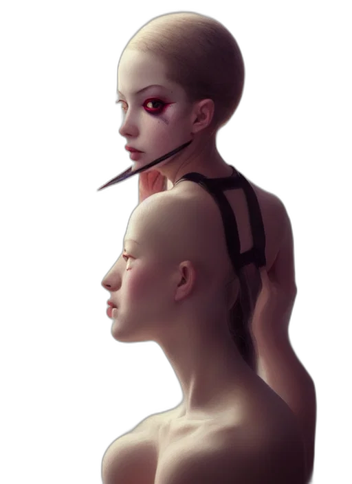 mask, face, robot, creature, concept art, cyberpunk, fantasy art, photorealistic transparent PNG cut-out