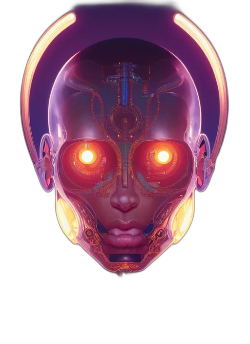 robot, mask, face, crown, cyberpunk, concept art, fantasy art, 3d render transparent PNG cut-out