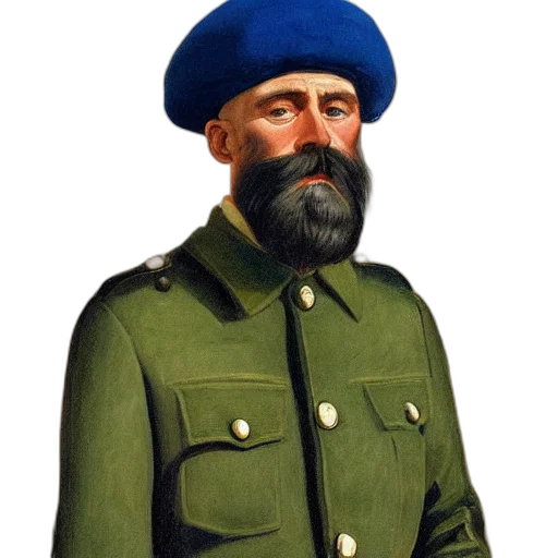 face, staff, hat, jacket, oil painting, photorealistic, concept art, pixel art transparent PNG cut-out