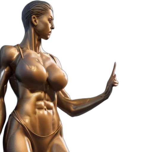 3d render, concept art, photorealistic, portrait, statue, fit, woman, chrome transparent PNG cut-out