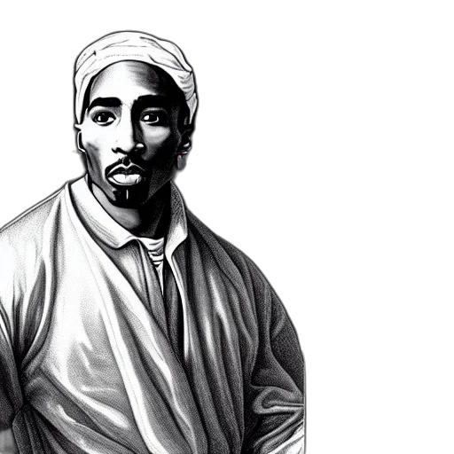 photorealistic, comic book art, cartoon, concept art, classical, portrait, tupac, shakur transparent PNG cut-out