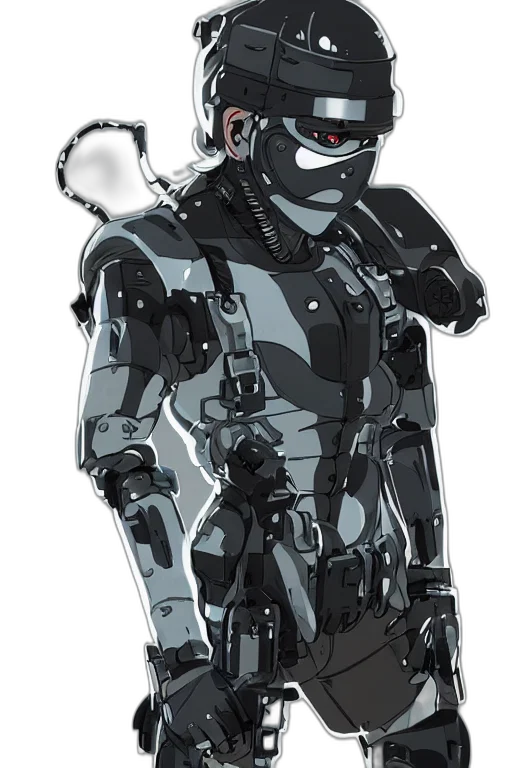 robot, mask, jacket, cyberpunk transparent PNG cut-out