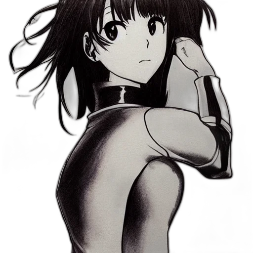 dress, robot, hair, weapon, anime, cartoon, photorealistic, concept art transparent PNG cut-out