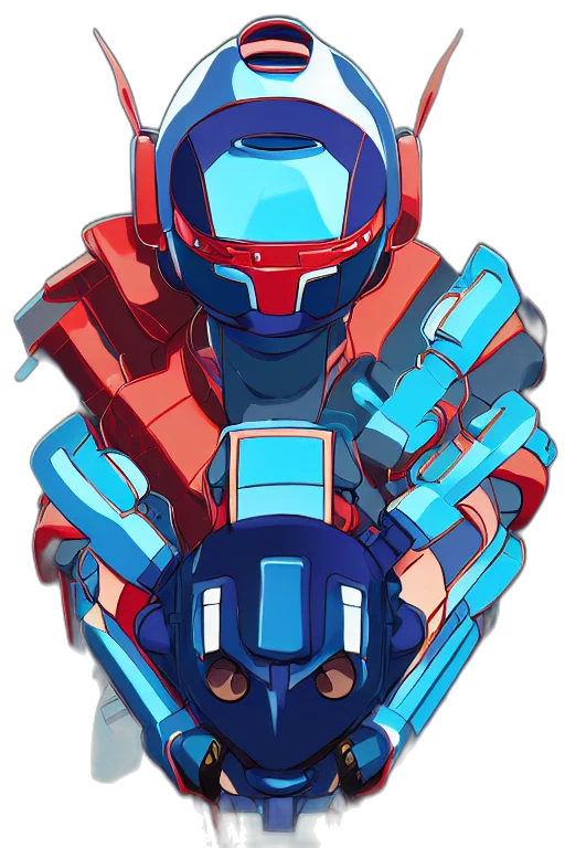 robot, weapon, jacket, face transparent PNG cut-out