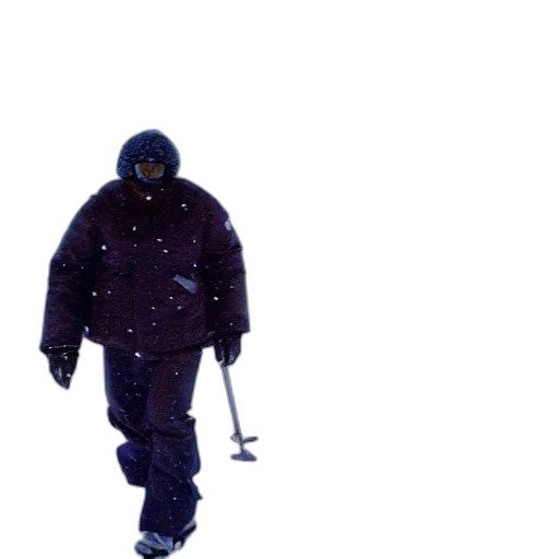 jacket, staff, creature, concept art, photorealistic, snow, fog, photo transparent PNG cut-out