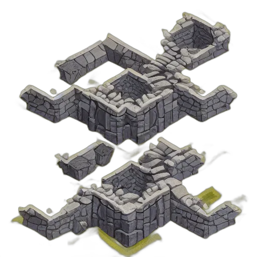building, concept art, pixel art, 3d render, fantasy art, monochrome, forbidden, catacombs transparent PNG cut-out