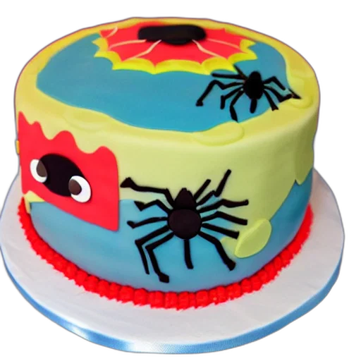 3d render, spider, birthday, cake, girls transparent PNG cut-out
