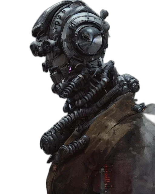 robot, mask, face, creature, concept art, cyberpunk, fantasy art, comic book art transparent PNG cut-out