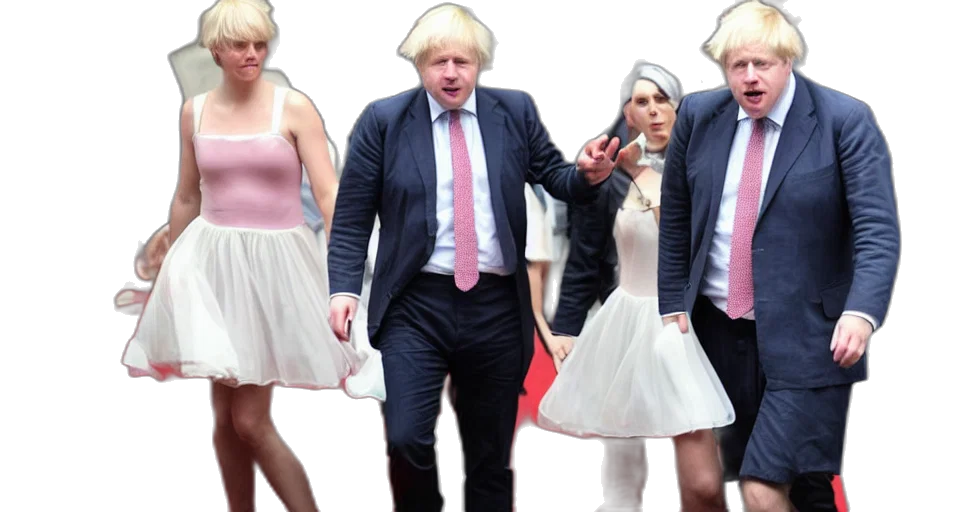 boris, johnson, wearing, ballerina, dress transparent PNG cut-out