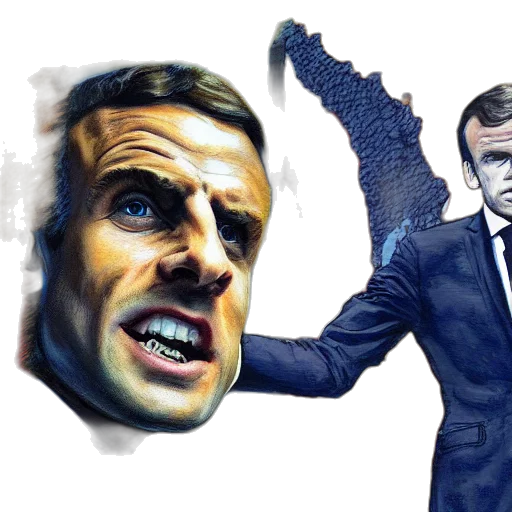 concept art, watercolor, photorealistic, comic book art, emmanuel, macron, rambo, art transparent PNG cut-out