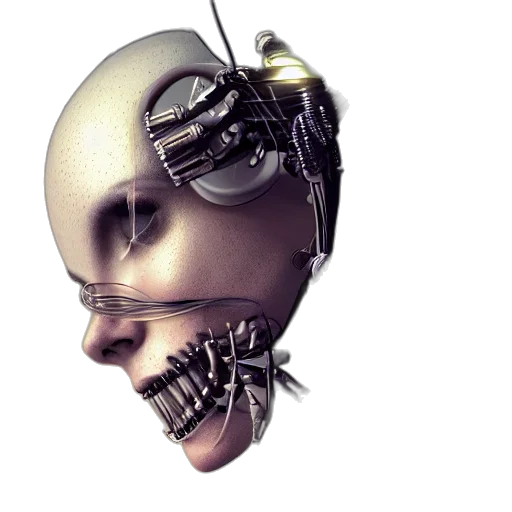 robot, mask, face, cyberpunk, concept art, 3d render, photorealistic, beautiful transparent PNG cut-out