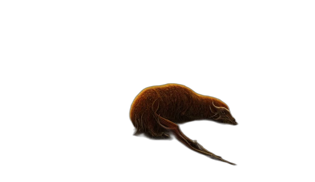 animal, creature, hair, staff, 3d render, photorealistic, concept art, watercolor transparent PNG cut-out