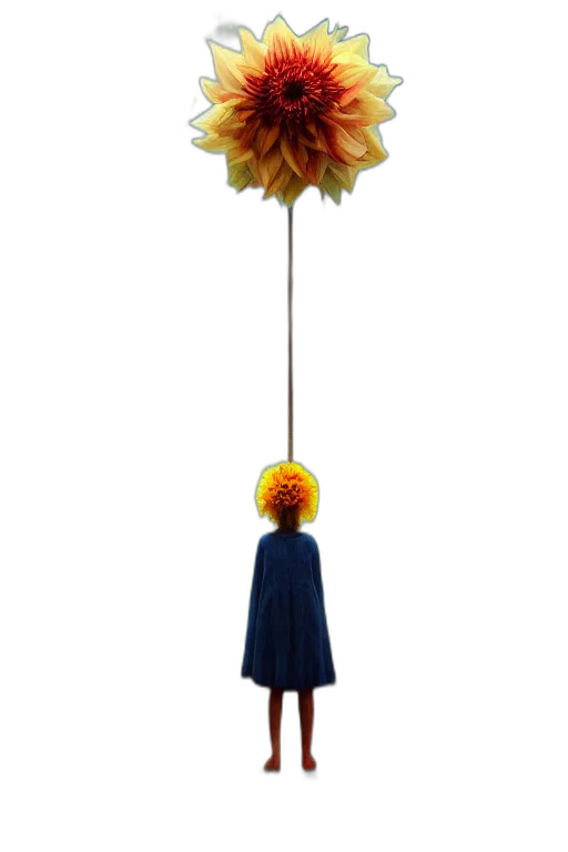 flower, umbrella, dress, staff, 3d render, concept art, photorealistic, pixel art transparent PNG cut-out