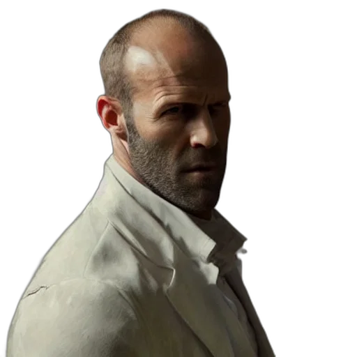 jacket, face, staff, weapon transparent PNG cut-out